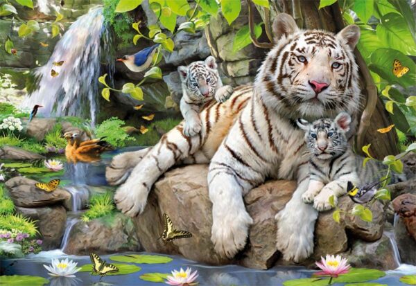 Puzzle 1000 Tigres Blancos De Bengala De EDUCA