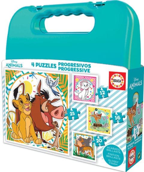 Disney Animales . Puzzle Maleta Progresivos 12-16-20-25
