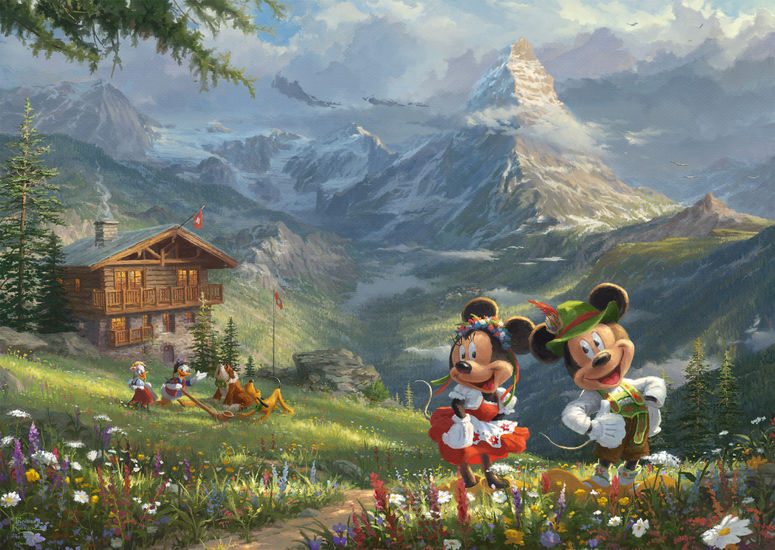 Puzzle 1000 Disney, Mickey Y Minnie En Los Alpes Kinkade