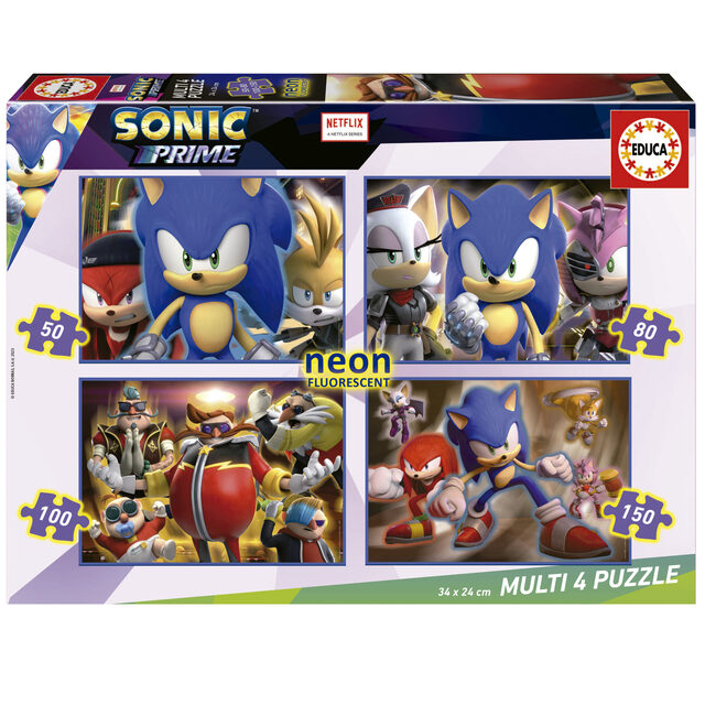 Puzzle Multi 4 50-80-100-150 Sonic Neon De EDUCA