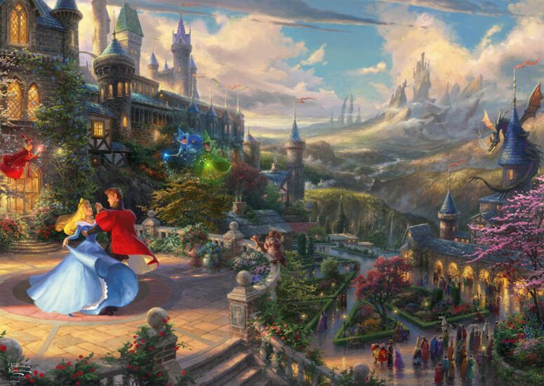 1000 Disney, La Bella Durmiente Bailando en La Luz Encantada, Thomas Kinkade - Ref. 57369. Puzzle Schmidt 1000 piezas.