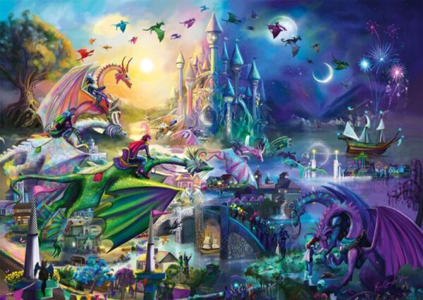 1000 Concurso de dragones nocturnos Rose Cat Khan - Ref. 57585. Puzzle Schmidt 1000 piezas.