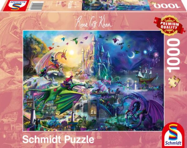 1000 Concurso de dragones nocturnos Rose Cat Khan - Ref. 57585. Puzzle Schmidt 1000 piezas.
