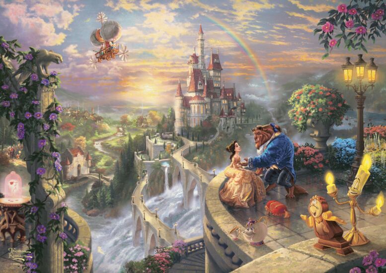 500 Disney, La Bella y la Bestia, Thomas Kinkade - Ref. 59926. Puzzle Schmidt 500 piezas.