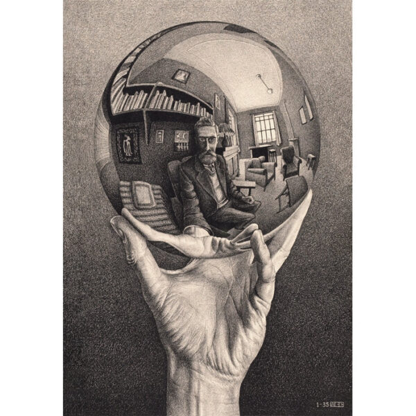 puzzle-clementoni-M. C. Escher “Hand Reflecting Sphere”-1000-piezas-referencia-39753-1-puzzlestumecompletas