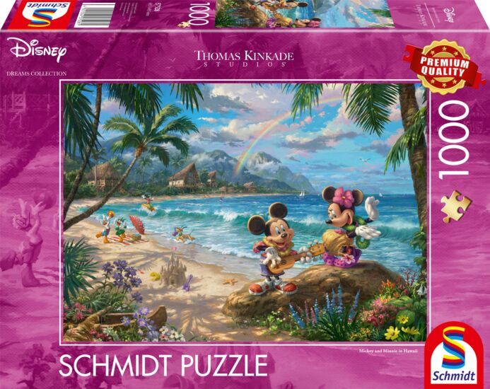 Puzzle 1000 Disney, Minnie Y Mickey En Hawai, Kinkade