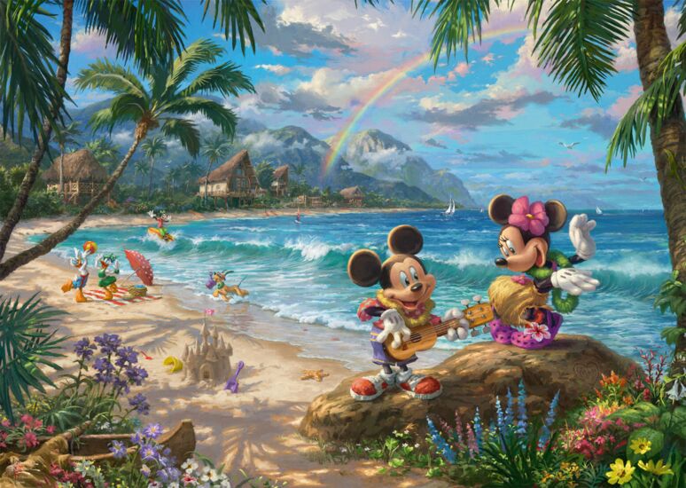 Puzzle 1000 Disney, Minnie Y Mickey En Hawai, Kinkade