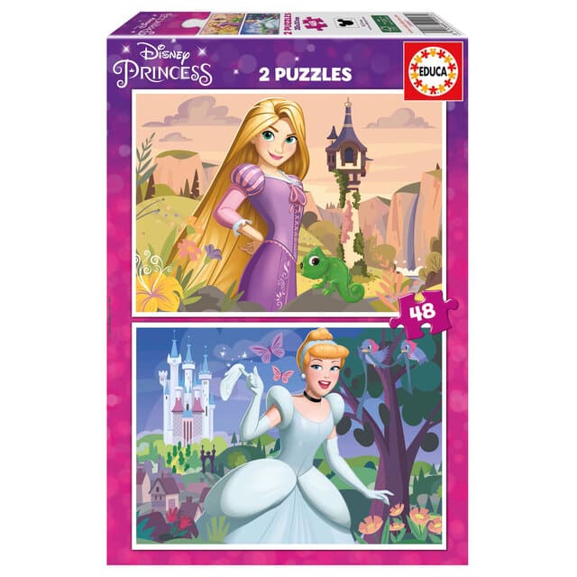 Puzzle 2x48 Princesas Disney (Rapunzel + Cenicienta) De EDUCA