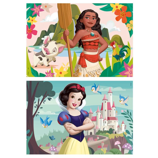 Puzzle 2x50 Princesas Disney (Vaiana + Blancanieves) Madera De EDUCA