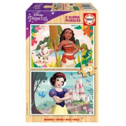 Puzzle 2x50 Princesas Disney (Vaiana + Blancanieves) Madera De EDUCA