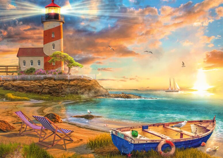 Puesta De Sol En La Playa - Rompecabezas En Línea